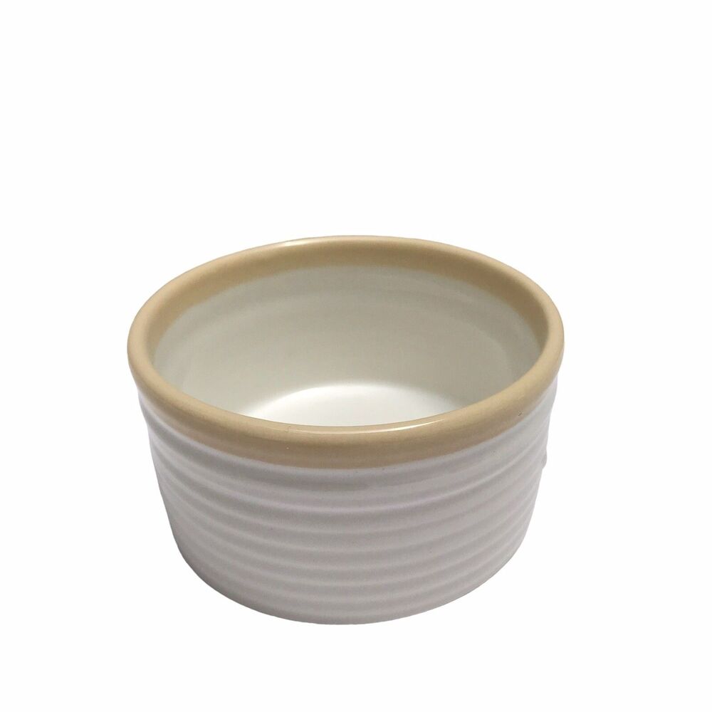Sophie Conrad Carnivale By PORTMEIRION White with Biscuit Band Ramekin 3 5/8"